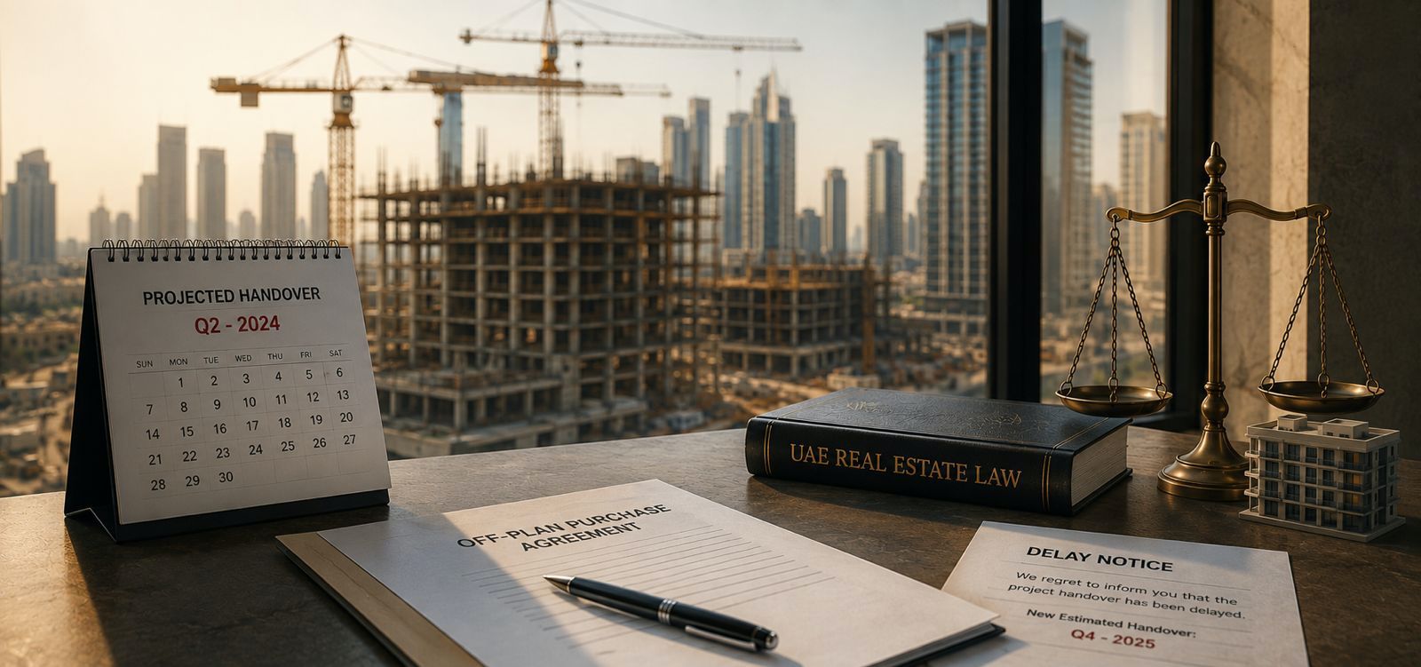 off plan handover delay rights uae