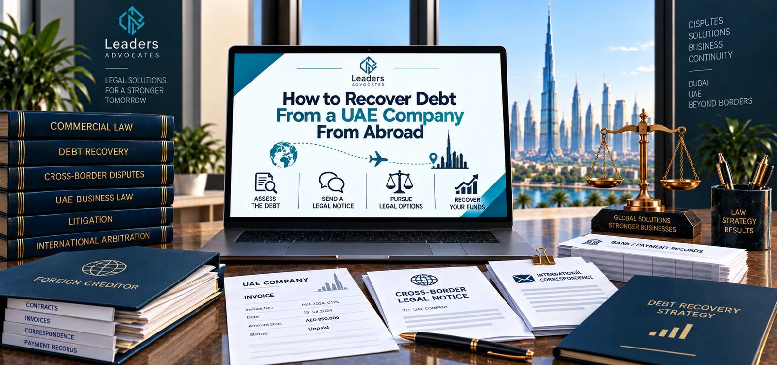 how to recover debt from a UAE company from abroad